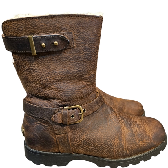Ugg Brown Leather Moto Boots. Size 7. - Picture 2 of 14